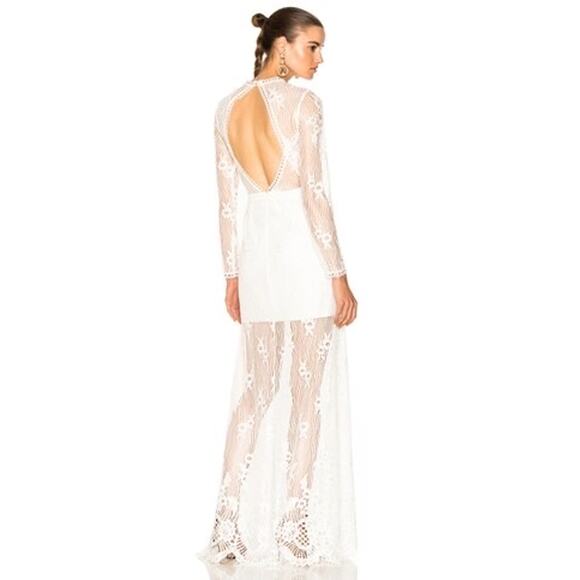 ALEXIS Guipure Lace PEARLY Ivory keyhole back Rizer Long Dress XS - Picture 2 of 16